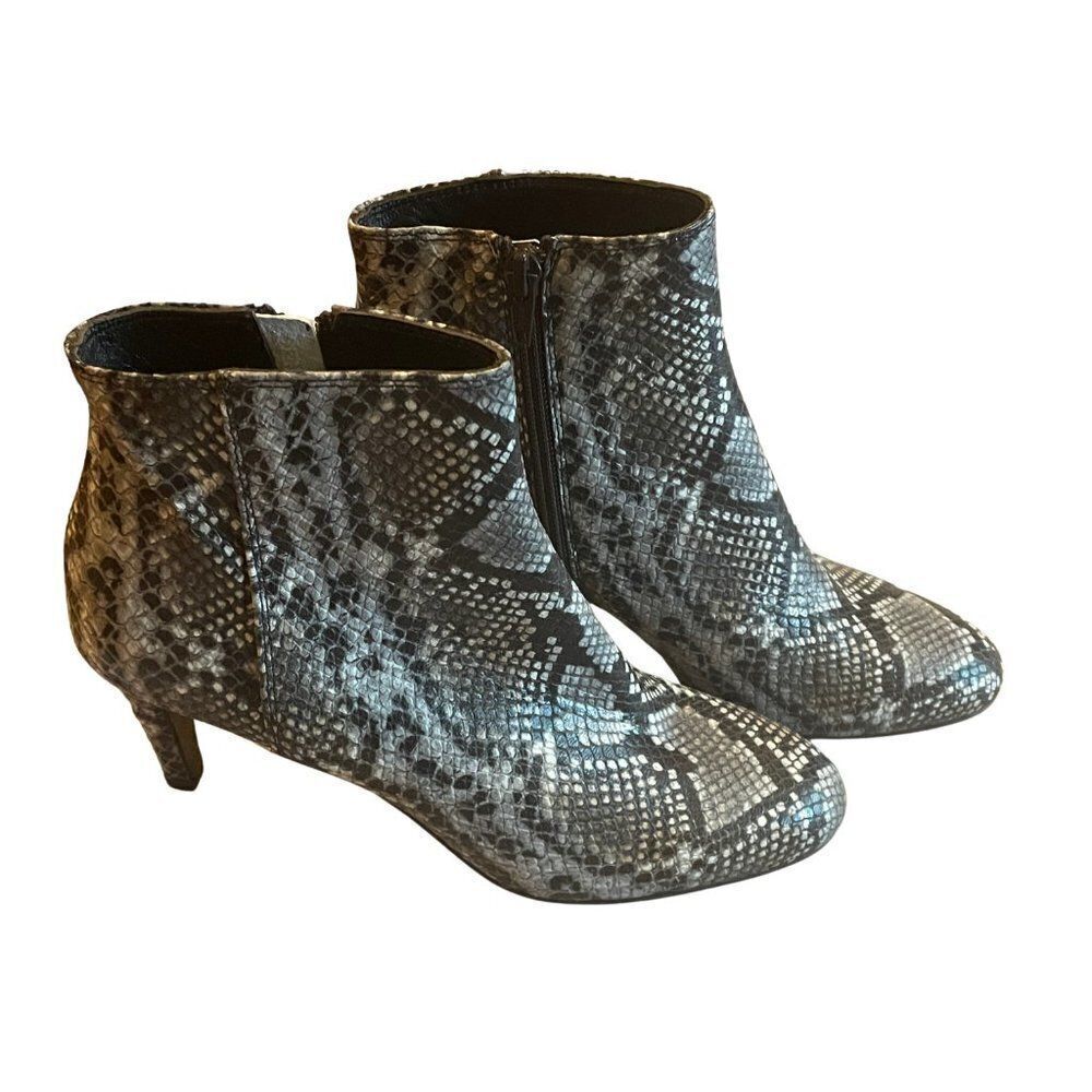 AGL Snakeskin Embossed Heeled Ankle Boots Sz. 38.5 (US 8.5) NEW